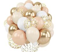 VGRDTW 12 Inch Balloon Set, 50Pcs Metallic Gold Matte White Macaron Orange Sand White & Gold Glitter Confetti Latex Balloons for Birthday Wedding Baby Shower Party Decorations