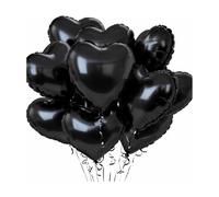VGRDTW 12Pcs 18 Inch Black Aluminium Foil Heart Balloons for Halloween Weddings Birthdays School Beach Parties, Helium Ready Personalised Kids Party Organiser Decorations