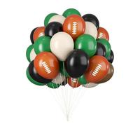 VGRDTW 40 Pcs 10inch White Black Green Brown Rugby Printed Latex Balloons with Ribbon for Kids Birthday Wedding Baby Shower Beach Party Decorations