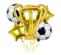 VGRDTW 5 PCS Trophy Balloon & Football Printed Balloons Set with Golden Stars - 12 Inch Latex Kids Party Decorations for Football Fans, Baby Showers, Matches
