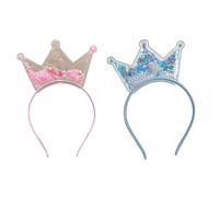 VGRDTW Birthday Girl Headband 2Pcs Blue Pink Glitter Flow Tiara Crown Hair Accessories for Women, Men Birthday Party, Photo Shoot, Princess Decorations