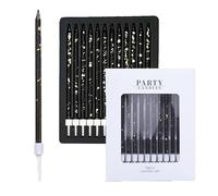 VGRDTW Black Gold Birthday Candles 12.5cm Acrylic Long Candles for Cake Decorations, Black Birthday Decorations with Gold Accents Cake Toppers(ShinyBlack)