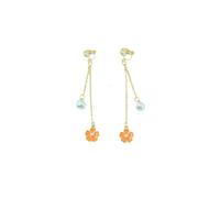 VGRDTW Cherry Earrings for Women, Clip On Pearl Earrings, Orange Blossom Long Chain for Weddings Parties Daily Wear
