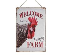 VGRDTW Chicken Coop Accessories, Chicken Accessories for Hens, Chicken Accessories, Welcome To The Funny Farm Sign Chicken Coop Decor Iron Farmhouse Sign for Garage Accessories 7.87x11.81 Inch