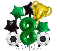 VGRDTW Football Balloons, 8th Birthday Decorations Set, Number 8 Trophy Star Foil Balloons, Soccer Party Supplies for Boys Kids Children Celebration
