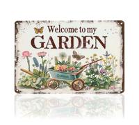 VGRDTW Garden Signs, Garden Plaques for Outside, Outdoor Signs for Gardens, "Welcome to my GARDEN" Metal Vintage Wall Art for Outdoor & Indoor Decor, Rustic Garden Plaque for Patio, Yard & Farmhouse