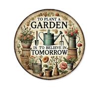 VGRDTW Garden Signs, Garden Plaques for Outside, Wall Plaques, Wooden Circular Rustic Home Decor Plaque, Outdoor Indoor Hanging Ornament for Patio, Yard, Farmhouse Style