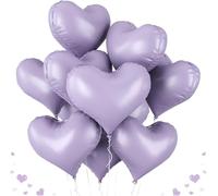 VGRDTW Heart Balloons, Purple Foil Balloons, 10 Pcs 20 Inch Metallic Love Valentine Decorations for Birthday Wedding Anniversary Party
