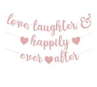 VGRDTW Just Married Decorations, Wedding Decorations, Just Married Banner, Rose Gold Wedding Banner Bridal Party Decor, Romantic Sign for Reception, Photo Backdrop