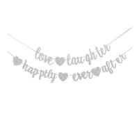 VGRDTW Just Married Decorations, Wedding Decorations, Just Married Banner, Silver Banner Bridal Party Sign, Elegant Wedding Reception Decor, Photo Backdrop Decoration