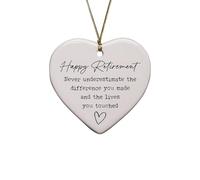 VGRDTW Love Shaped Retirement Ceramic Pendant with Gold Rope - Women's Retirement Badge, Legendary Retired, Decoration