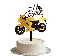VGRDTW Motorcycle Cake Topper, Acrylic Black and Gold Motorbike Cake Decorations for Birthday Parties, Motorcycle Enthusiast Gatherings, Bike Theme Cake Toppers (15.3x10cm)