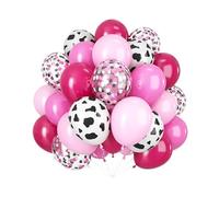 VGRDTW Pink Cow Print Balloons 35 Pack 12 Inch Multi-Color (Light And Dark Pink, Clear, Cow) Latex Balloons for Birthday, Wedding, Cowgirl Party, Wild West Decor