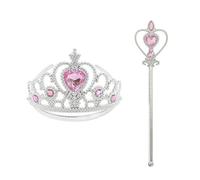 VGRDTW Princess Crown, Tiara for Girls, Princess Tiara, Pink Fairy Wand 2P Dress Up Accessories Set for Birthday Parties, Cosplay, Festivals