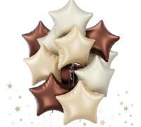 VGRDTW Star Foil Balloons 12pcs 18 Inch, Chocolate Cream Caramel Neutral Shapes for Birthday Baby Shower Wedding Party Decor