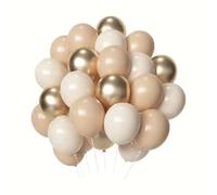 VGRDTW White Beige Sand Gold Metallic Balloons, 12 Inch Latex Balloons with Ribbons (37 Pack) for Wedding, Birthday, Baby Shower, Anniversary Party Decorations Indoors Outdoors