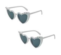 VGRDTW White Heart Sunglasses, Heart Shaped Sunglasses, Bride Glasses 2P JUST MARRIED for Women Wedding & Honeymoon Accessories, Eyewear with Retro Style Bridal Party Essentials