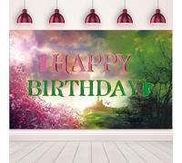 VGRDTW Wicked Party Decorations, Wicked Birthday Decorations, Green Happy Birthday Banner, Pink Gradient Wizardry Magic Backdrop Photo Props Background, 150x100cm