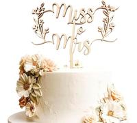 VGRDTW Wooden Mr & Mrs Cake Topper, Wedding Cake Decorations, Bride and Groom Topper, Rustic Wooden Letters for Wedding Anniversary, Bridal Shower, Just Married Party Supplies