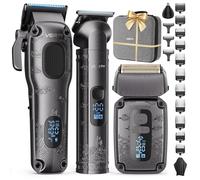 VGRPRO Hair Clippers Men & Trimmers & Foil Shaver Set for Men, Grooming Kit | Electric Hair Clippers for Men Face Beard, Cordless for Hair Cutting, 14 guide combs,4-Speed, LED Battery Display, Home Use