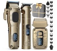 VGRPRO Hair Clippers Men & Trimmers & Foil Shaver Set for Men, Grooming Kit | Electric Hair Clippers for Men Face Beard, Cordless for Hair Cutting, 14 guide combs,4-Speed, LED Battery Display, Home Use