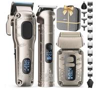 VGRPRO Hair Clippers Men & Trimmers & Foil Shaver Set for Men, Grooming Kit | Electric Hair Clippers for Men Face Beard, Cordless for Hair Cutting, 14 guide combs,4-Speed, LED Battery Display, Home Use
