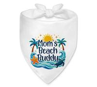 Vgrti Mom's Beach Buddy Summer Coastal Dog Bandana, Funny Pet Scarf Accessories for Vacation Party Decor, Dog Mom Gifts for Women Travel Beach Lovers