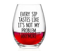 Vgrti Stemless Wine Glass, Every Sip Tastes Like It's Not My Problem Anymore 1 Pack Clear Glass Cup, Funny Retirement Gifts for Women Coworker Boss Nurse Teacher Friend, Farewell Party Keepsake