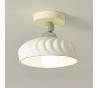 VGTLAKEX Pendant Light Dome Shape Ceramic Ceiling Light White Modern Semi Flush Mount Fixture Elegant Wabi Sabi Hallway Close to Lamp Cream Style(Green Ball)