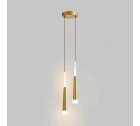 VGTLAKEX Pendant Light Morden Black Mini Chandeliers Minimalism Bar Long Tube Pendant Light Single Led Gold Hanging Lamp 2 Lights Linear Ceiling Fixture(Golden,2 Lights)