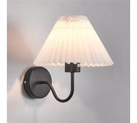 VGTLAKEX Wall Lights Sconces Wall Lamp Led Rustic Bedroom Bedside Sconce with Pleated Fabric Shade French Retro E27 Mount Fixture Antique Brass Finish(Dark)