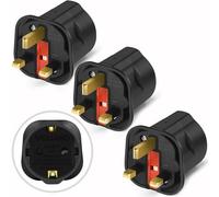 VGUARD European to UK Plug Adapter 3 Pack (NOT for UK Shavers/Toothbrushes Bathroom Plugs), EU to UK Plug Adapter 2 Pin Plug Adaptor to 3 Pin for Travel Electronic Device - Black