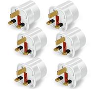 VGUARD European to UK Plug Adapter 6 Pack (NOT for UK Shavers/Toothbrushes Bathroom Plugs), EU to UK Plug Adapter 2 Pin Plug Adaptor to 3 Pin for Travel Electronic Device - White