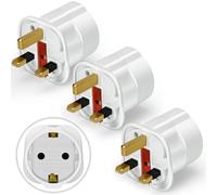 VGUARD European to UK Plug Adapter by ivoler, 3 Pack EU to UK Plug Adapter 2 Pin Plug Adaptor to 3 Pin for Travel Electronic Device, Not for Shavers or Electric Toothbrushes - White