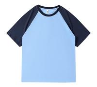 VgueElegc Raglan Cotton Shirt for Men Gym Workout Short Sleeve Athletic T-Shirts Crew Neck Baseball, Blue Navy, 3XL