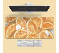 VGUEMVGW Craft，Gaming Mouse Pad XL(11.81 * 31.49 inch)，Extended Large Mouse Mat Desk Pad, Stitched Edges,Non-Slip Rubber Base，Keyboard Pad(80cm * 30cm) (Citrus Cat), ZY-2305