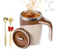 Vgvgaj Automatic Magnetic Stirring Coffee Mug Stainless Steel se-lf Stirring Coffee Mug with Lid Magnetic Coffee Stirrer Mug for Milk se-lf Stirring Coffee Mug with Lid and Spoon for Home, Offices