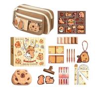 Vgvgaj Capybara Pencil Bag Capybara Stationery Set Big Capacity Pencil Box Cute Pencil Case with Stationary Pencil Case with Pens Clips Rulers and More for Boys and Girls