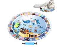 Vgvgaj Dog Water Mat | Thickened Play Mat Water Toys for Cats | Large Enrichment Waterbed, Interactive Fish Design, Cooling Pad for Extended Play