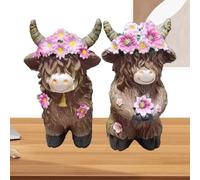 Vgvgaj Highland Cow Decor, Highland Cow Figurines | GNOME Calf Farm Resin Table Decorations, Cow Shaped Table Centerpieces, Multifunctional Garden Indoor
