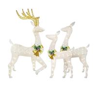 Vgvgaj Pre-lit Deer Luminous LED Warm White Christmas 3 Pieces Acrylic Decoration in the Shape of Deer Family Christmas Outdoor Solar for Party Garden Yard Holiday Winter Decoration