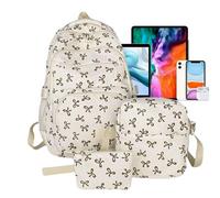 Vgvgaj Women's Backpack - Stylish Women's Backpack with Bow Design, Spacious Everyday Backpack for Office, University, Travel and Leisure, White, Siehe Beschreibung