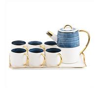 VGVSBG 8 Pieces British Porcelain Tea Sets Ceramic Tea Service 1 Teapot Set Of 6 Coffee Cup Set With Tray