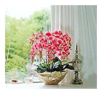 VGVSBG Artificial Flower 6 Stems Orchid Artificial Flowers With Vase Artificial Orchid Silk Phalaenopsis Flowers 68cm Fake Floral artificial flowers