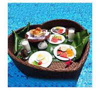 VGVSBG Luxury Floating Serving Tray Pool Tray Table, Heart-Shaped Floating Food Tray for Pool, Pe Rattan Floating Serving Tray, Floating Brunch Tray, Fruit Plate Durable Float Lounge (Col