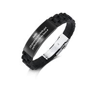 VGWON Dad Bracelet, Father's Day Gift, Black Stainless Steel Silicone Laser Engraved Bracelet for DAD, Birthday and Christmas Jewelry Gift for Daddy from Son and Daughter