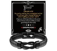 VGWON Graduation Gifts for Him Class of 2025 Bachelor Master PhD Bracelet High School College Graduation Presents for Men Class of 2025 Gifts for Son Brother Boyfriend Friend Infinite Leather Bracelet