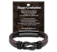 VGWON Graduation Gifts for Him, Class of 2025 Graduation Presents, Bachelor Master Phd High School College Bracelet, Class of 2025 Gifts for Son Brother Boyfriend Friend Infinite Leather Bracelet