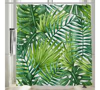 Vgzsyomqib Dark Green Leaves Shower Curtain Wet Room Waterproof Anti Mould Proof Fabric Extra Long 200 x 200cm Drop Quick Dry Jungle Print Tropical Palm Leaf Bathroom Curtains with Hooks