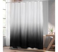 Vgzsyomqib Gradient Shower Curtain Wet Room Waterproof Anti Mould Proof Fabric Extra Long 200 x 200cm Drop Quick Dry White Black Ombre Bathroom Curtains with Hooks